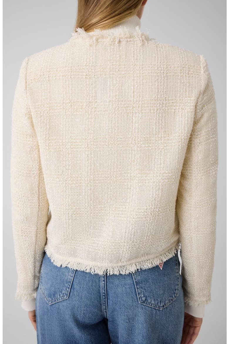 Jenny Fringed Tweed Jacket, Alternate, color, DOVE WHITE