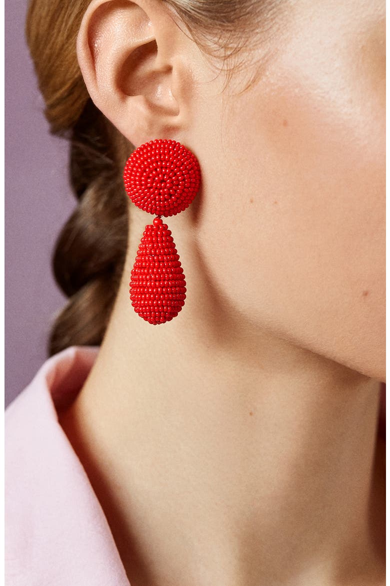 Ramona Beaded Statement Drop Earrings, Alternate, color, RED