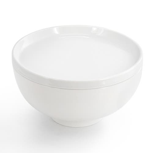 Gibson Home Great Essentials 2 Piece 7.8 Inch Ceramic Serving Bowl With Dual Purpose Lid In White