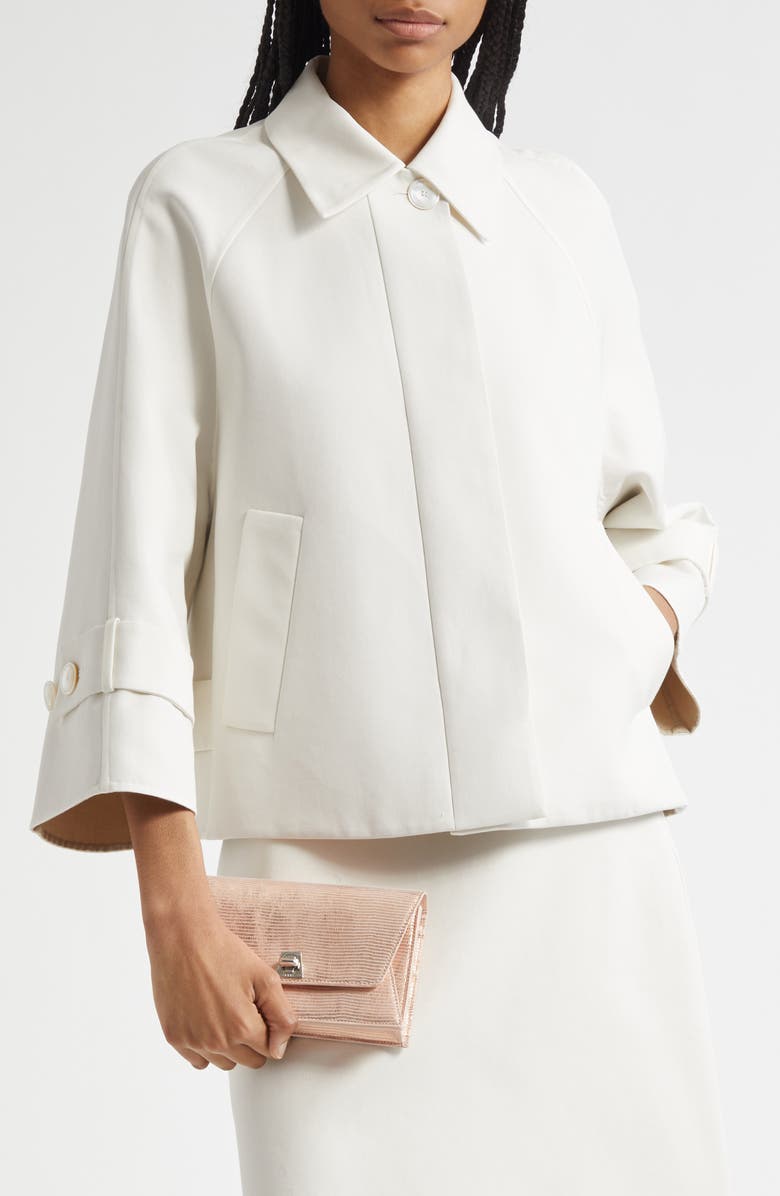 Akris Anouk Lizard Embossed Wallet on a Chain, Alternate, color, Pale Rose Metallic