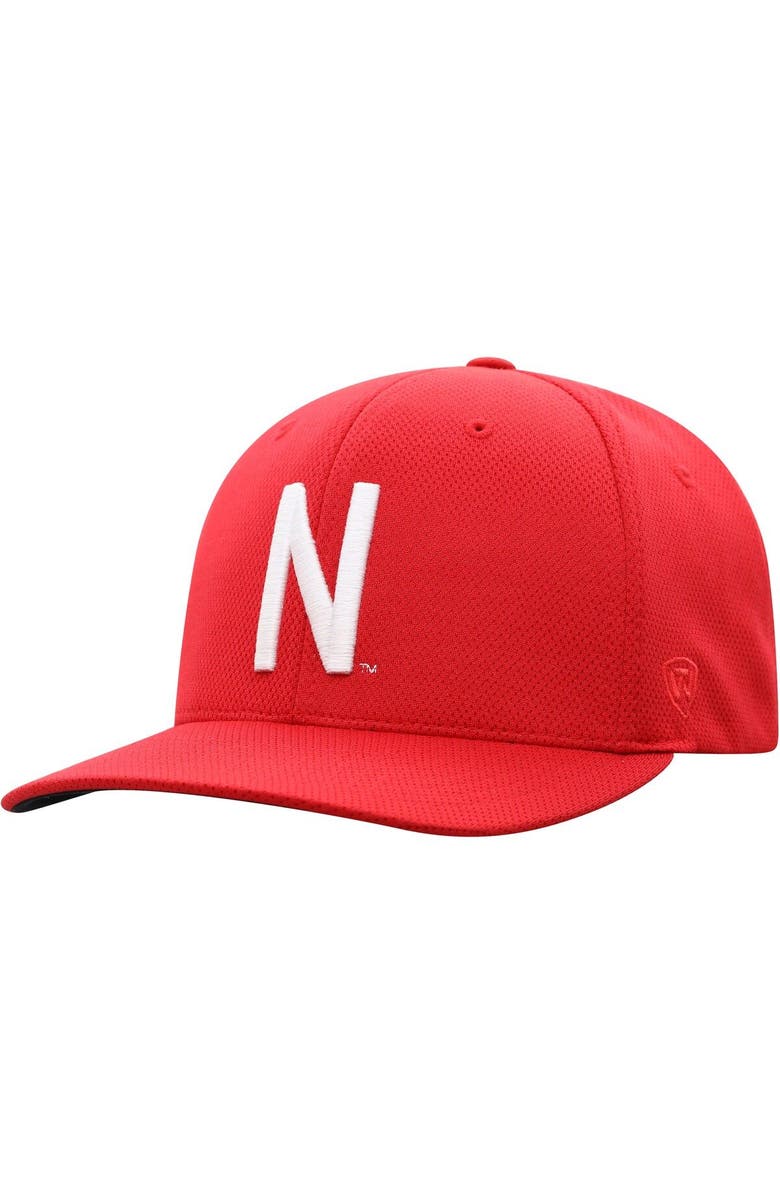 TOP OF THE WORLD Men's Top of the World Scarlet Nebraska Huskers Reflex Logo Flex Hat, Main, color, 