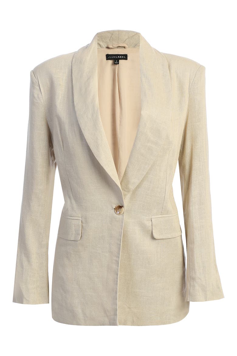 Parker Oversize Cotton & Linen Blazer, Alternate, color, BEIGE