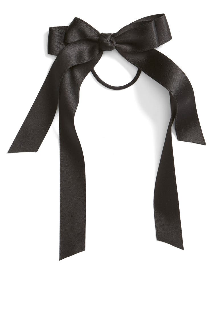 Bow Ponytail Holder, Main, color, BLACK