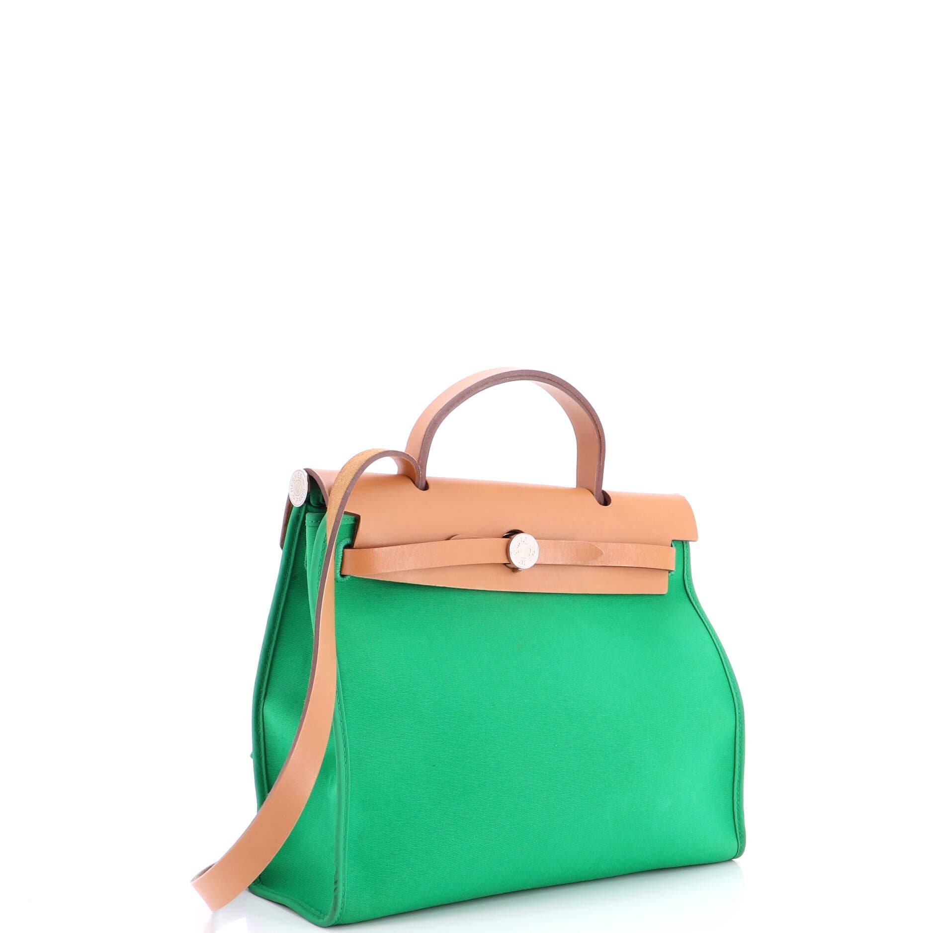 Herbag Zip Leather and Toile 31, Alternate, color, Green