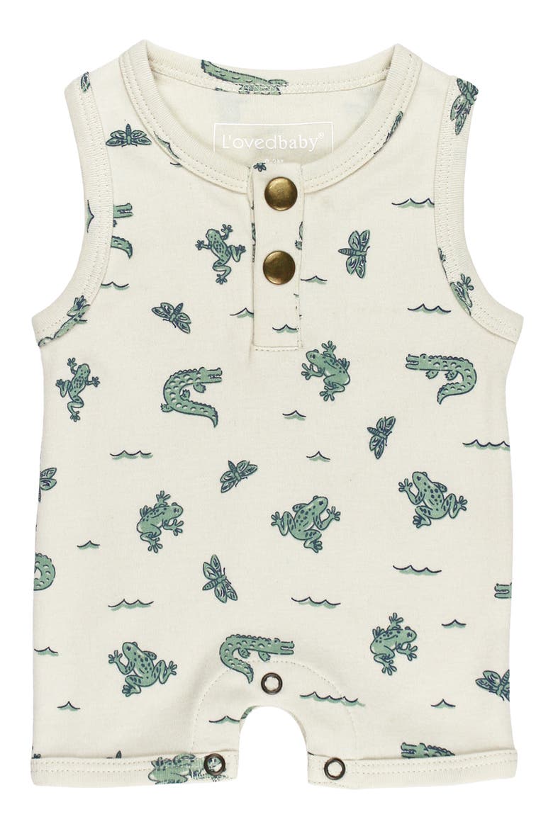 Sleeveless Organic Cotton Bubble Romper, Main, color, ALLIGATOR