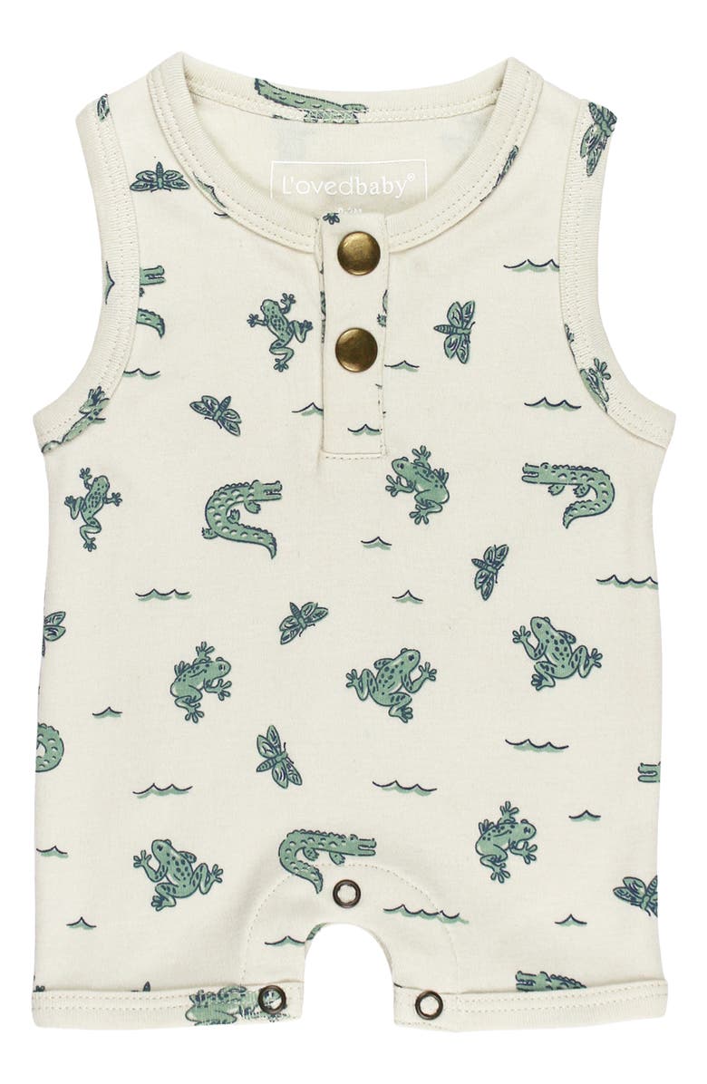 L'ovedbaby Sleeveless Organic Cotton Bubble Romper, Main, color, Alligator