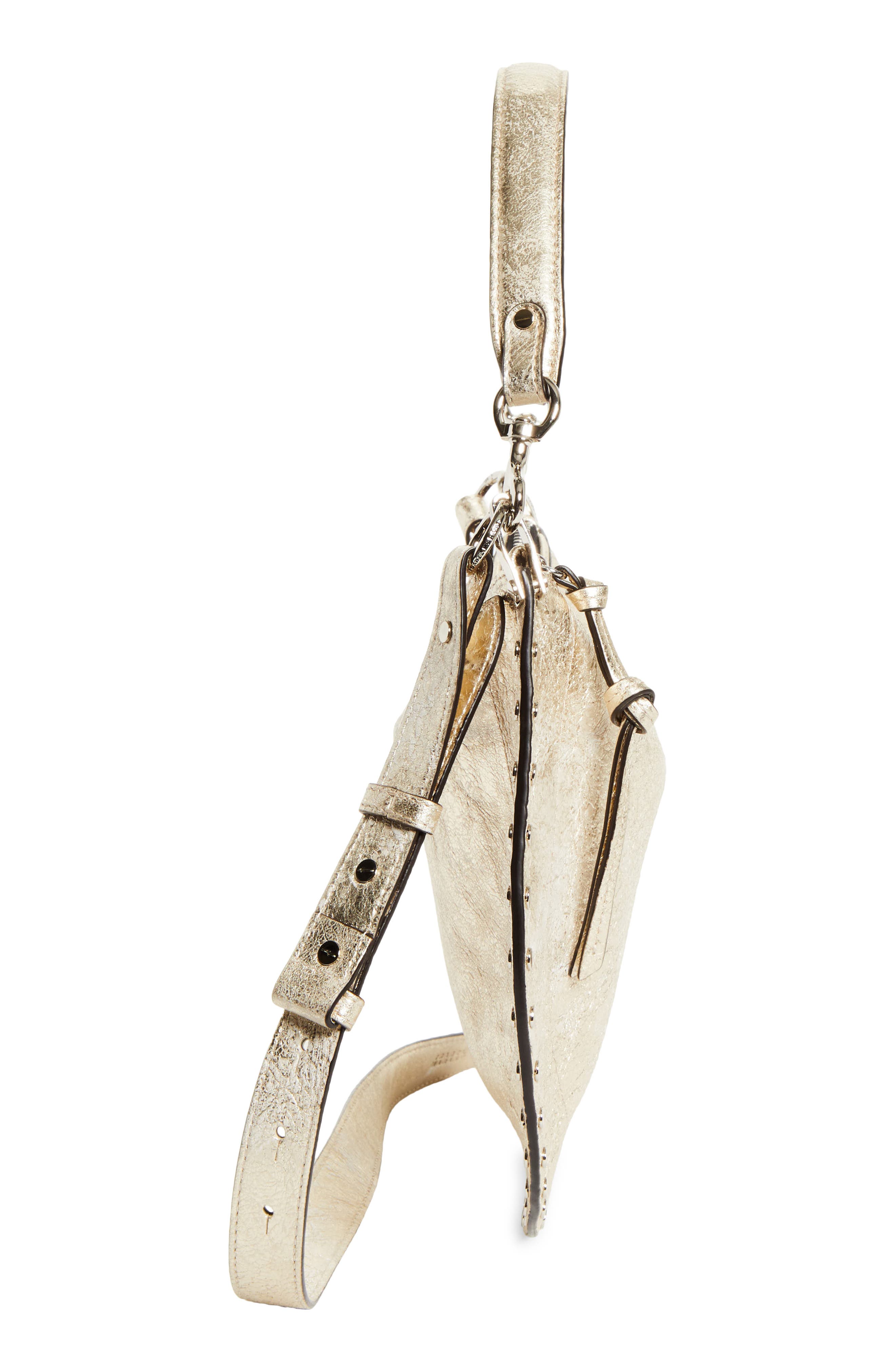 Oskan Soft Zip Leather Shoulder Bag, Alternate, color, LIGHT GOLD