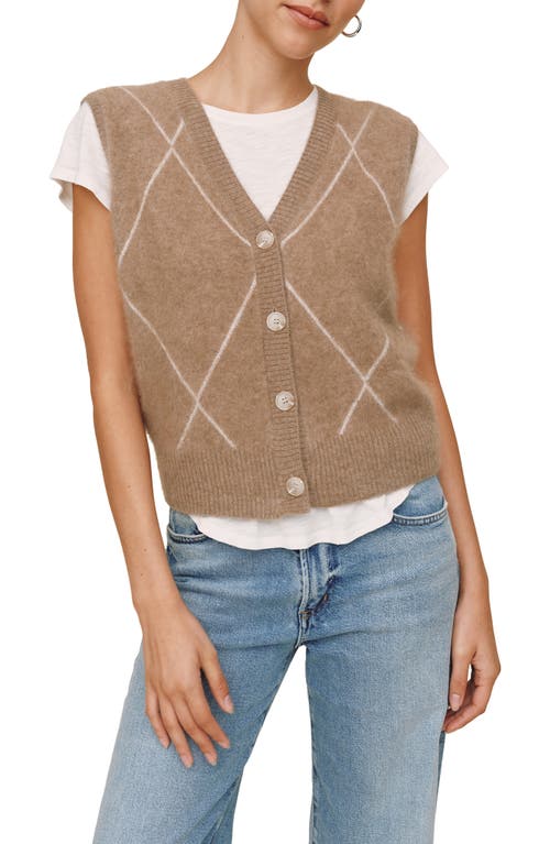 Bella Dahl Argyle Sweater Vest In Brown