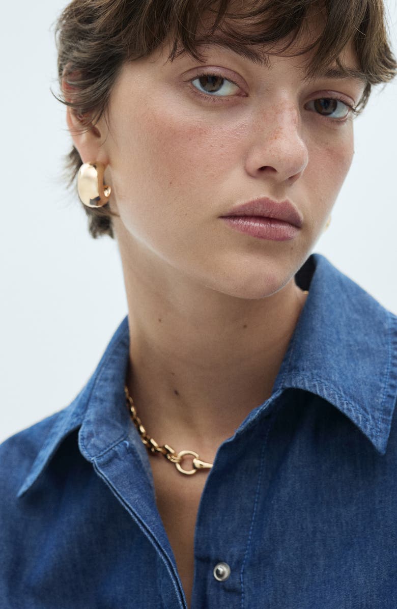 MANGO Long Sleeve Fit & Flare Denim Midi Shirtdress, Alternate, color, 