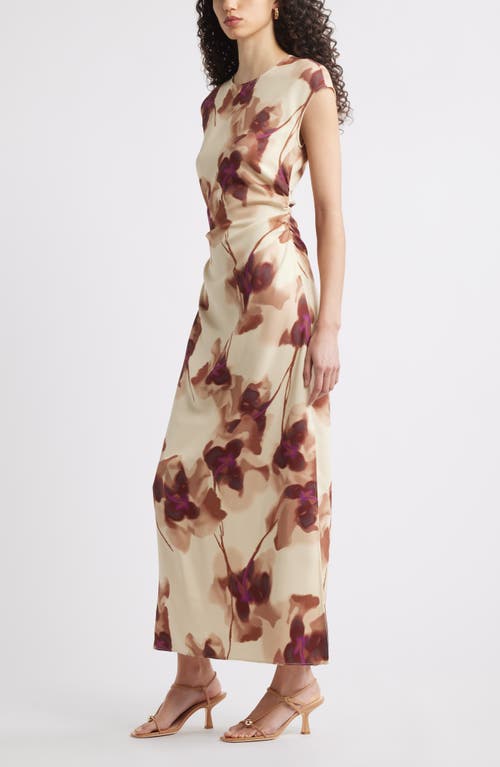 Nordstrom Drape Cap Sleeve Maxi Dress In Yellow- Tan Dancing Poppy
