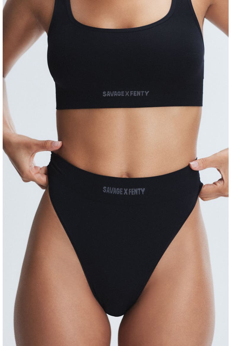 Seamless High Waist Bikini Panties, Main, color, BLACK CAVIAR