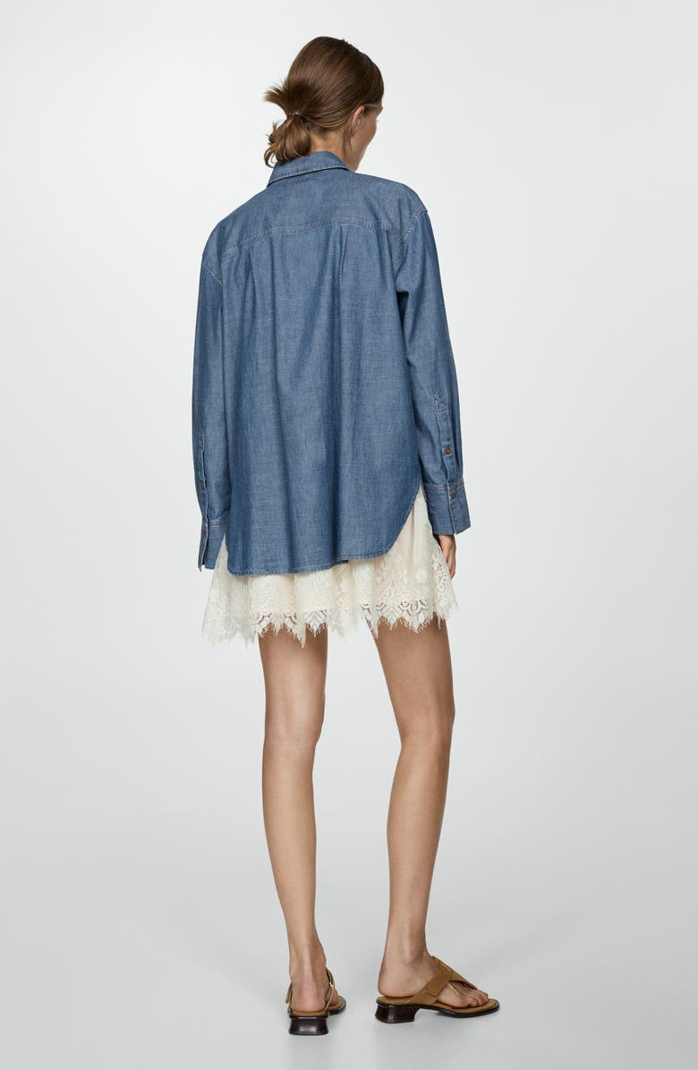 MANGO Nonstretch Denim Button-Up Shirt, Alternate, color, Open Blue