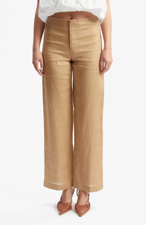 Bardot Balia Hipster High Waist Linen Pants In Latte