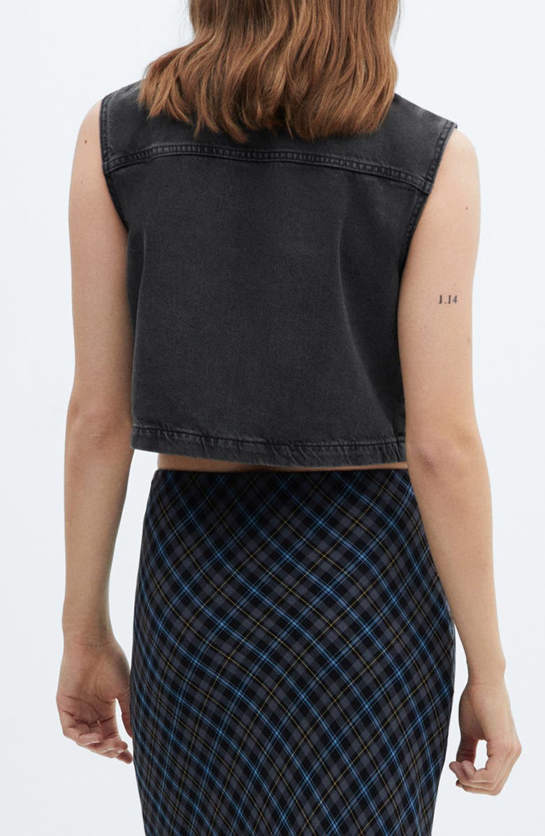 MANGO Denim Crop Vest, Alternate, color, Open Grey