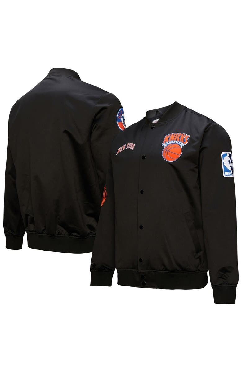Mitchell & Ness Men's Black New York Knicks Hardwood Classics Blackout Collection Satin Full-Zip Jacket, Main, color, 