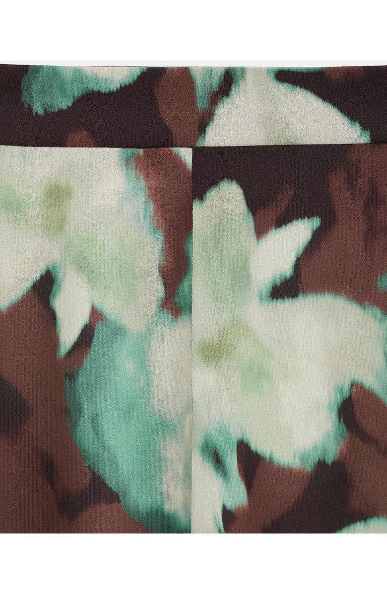 MANGO Floral Print Flare Leg Pants, Alternate, color, Green