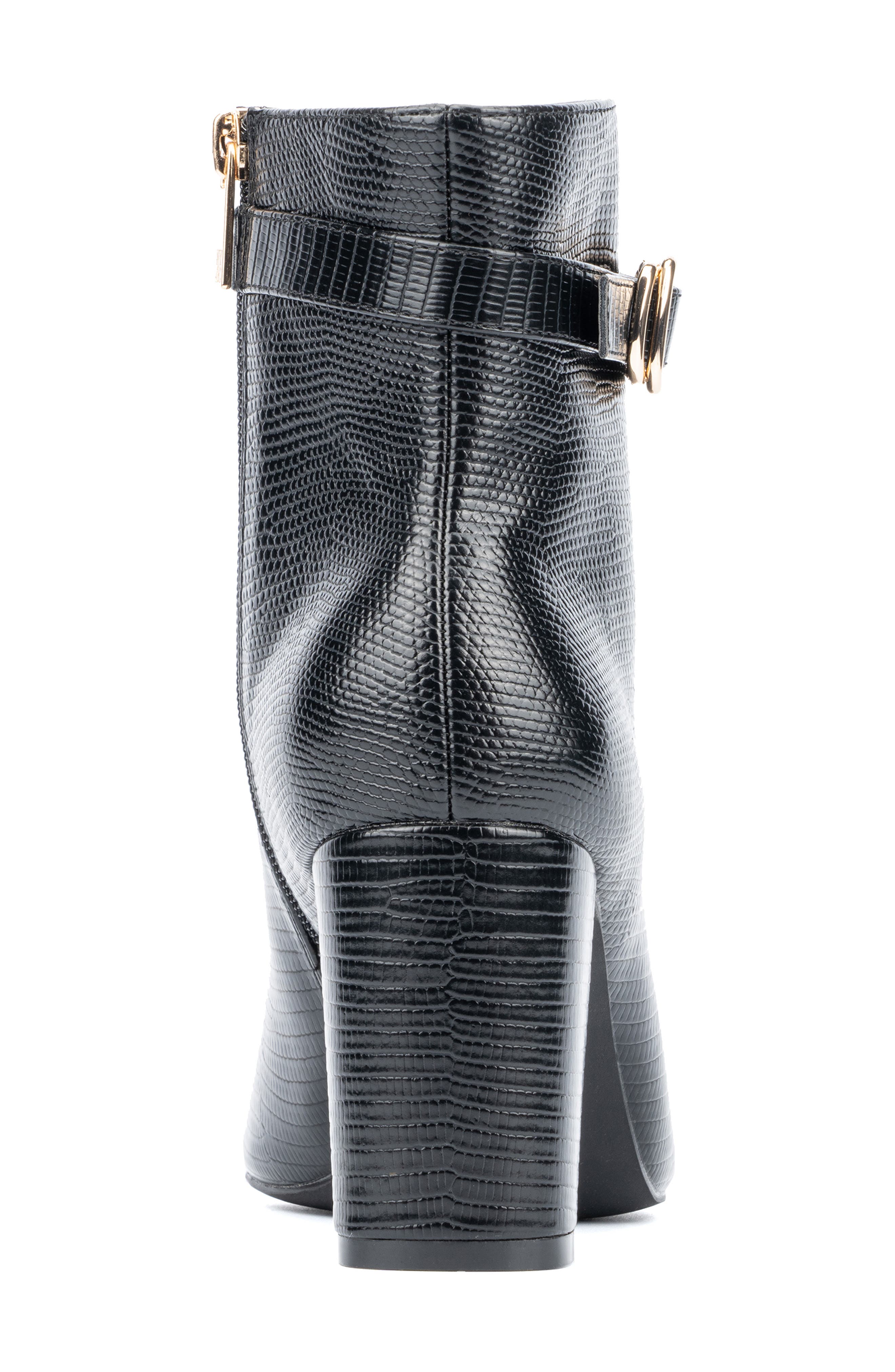 NEW YORK AND COMPANY Edena Lizard Embossed Bootie, Alternate, color, Black Lizard