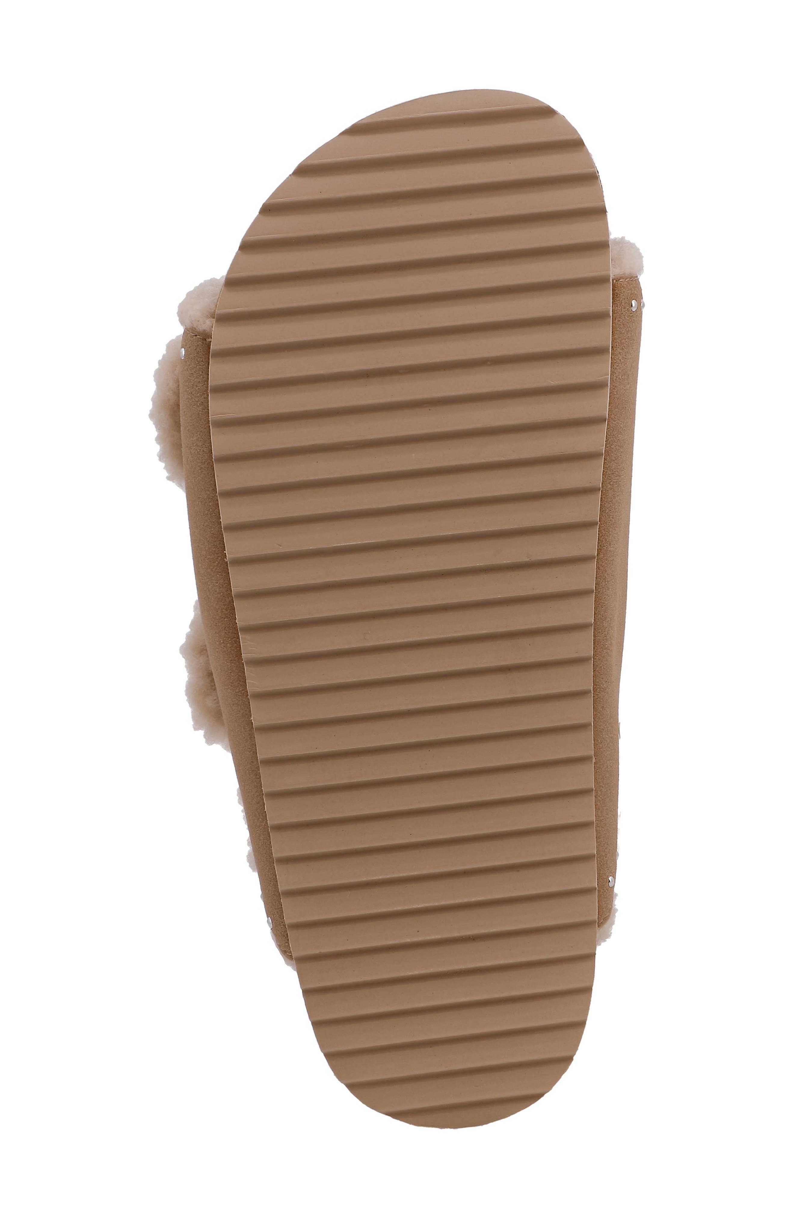 MIA Brookie Faux Shearling Platform Slide Sandal, Alternate, color, Sand