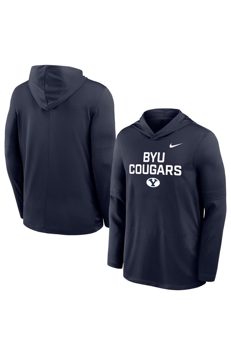Nike Men's Nike Navy BYU Cougars 2025 Sideline Dri-FIT Long Sleeve Hoodie T-Shirt, Alternate, color,