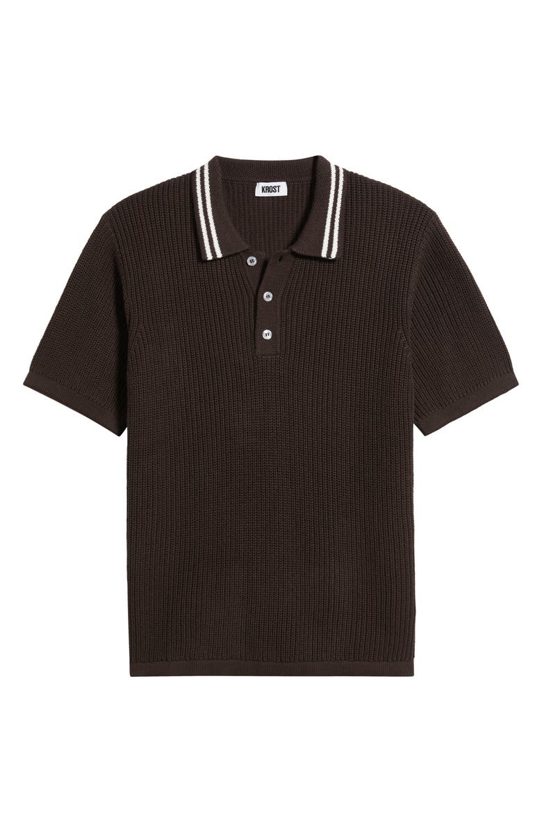 KROST English Rib Cotton Polo Sweater, Alternate, color, Demitasse