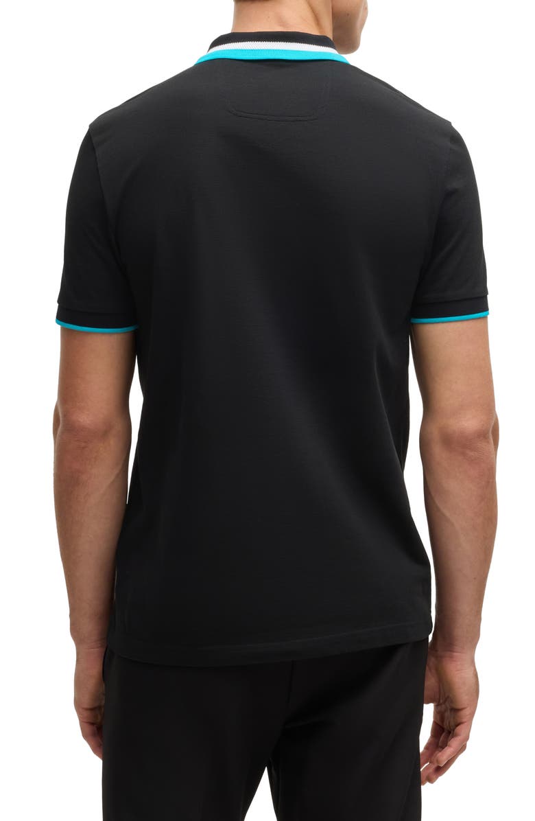 BOSS Paddy Tipped Cotton Polo, Alternate, color, Black