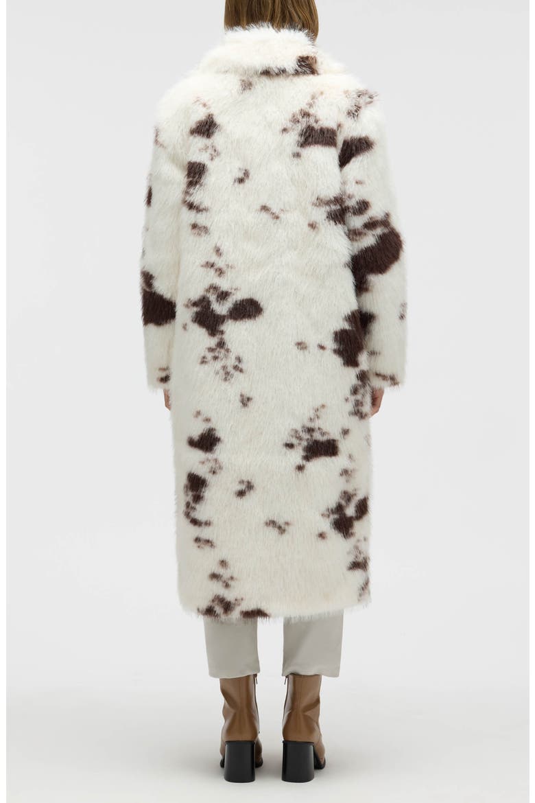 Faux Fur Longline Coat, Alternate, color, COW PRINT