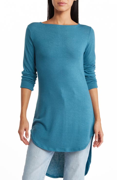 Boatneck High/Low Hem Tunic Top