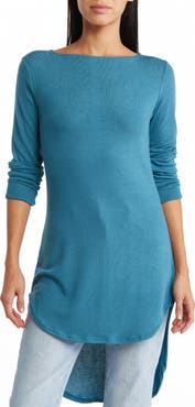 GO COUTURE Boatneck High/Low Hem Tunic Top