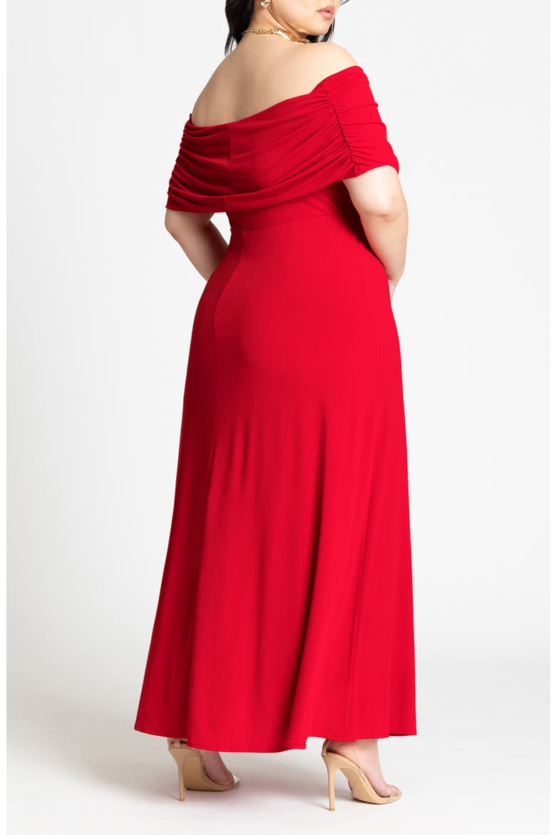 Off The Shoulder Knit Maxi Dress, Alternate, color, EQUESTRIAN RED