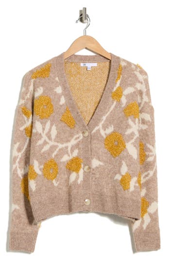 Dr2 By Daniel Rainn Floral Cardigan In Brown