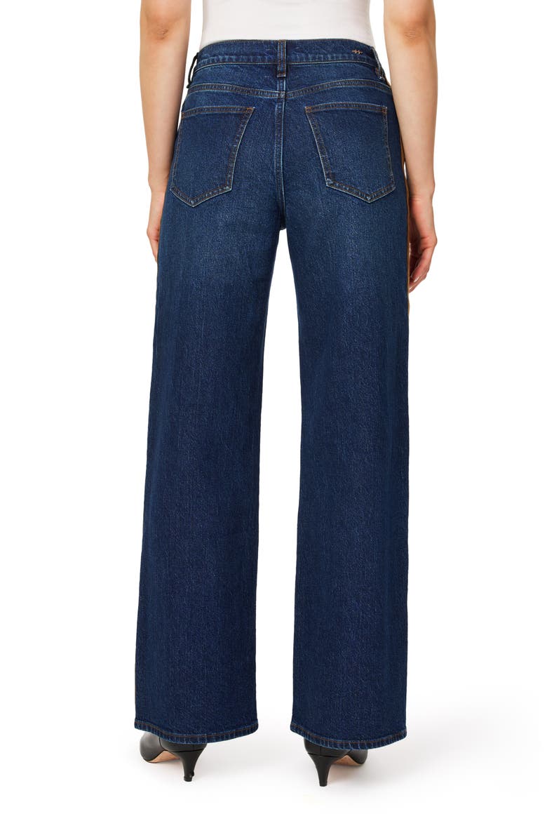 Hollis Suede Trim Wide Leg Jeans, Alternate, color, TIDAL
