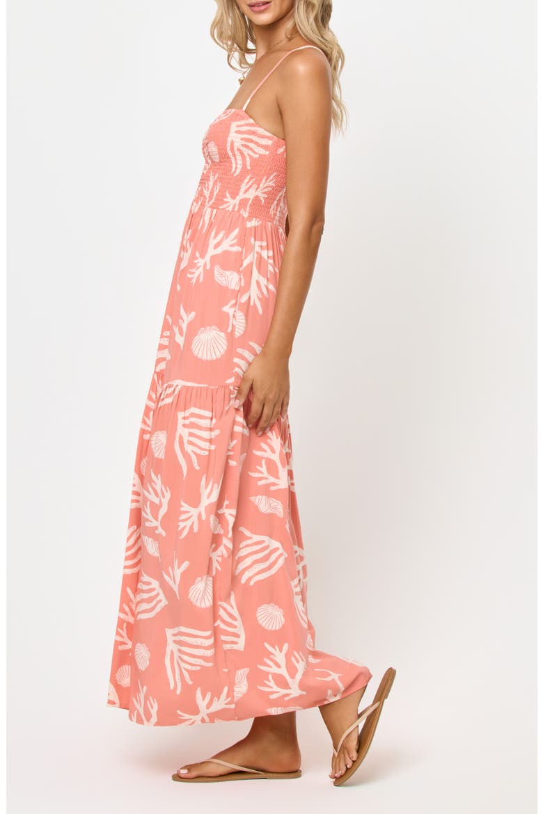 Mallorca Smocked Cover-Up Maxi Dress, Alternate, color, SHELL OR HIGH WATER