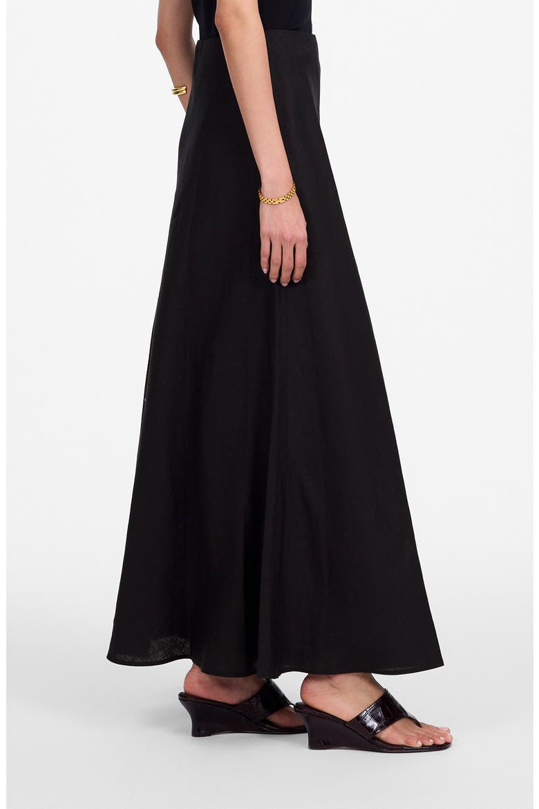 Linen Maxi Slip Skirt, Alternate, color, JET BLACK