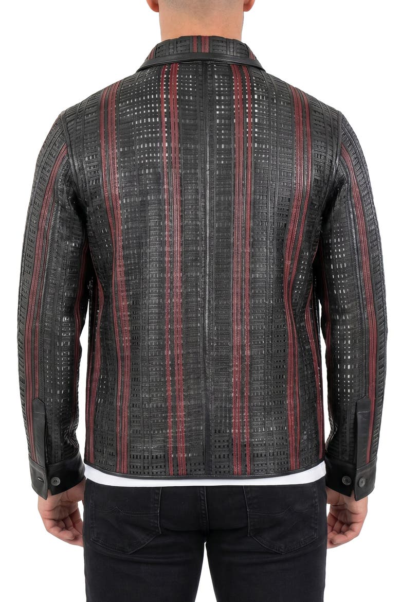 Leather Basket Weave Jacket, Alternate, color, BLACK