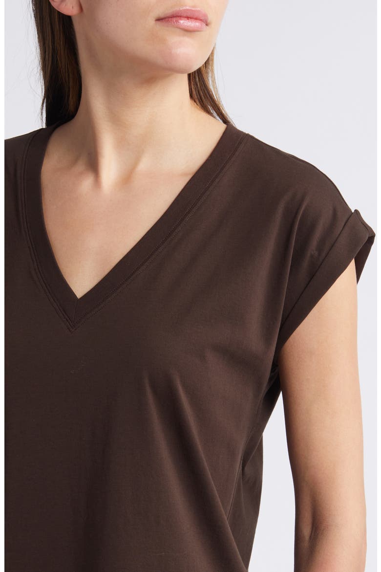 Easy Cotton V-Neck T-Shirt, Alternate, color, CHOCOLATE BROWN