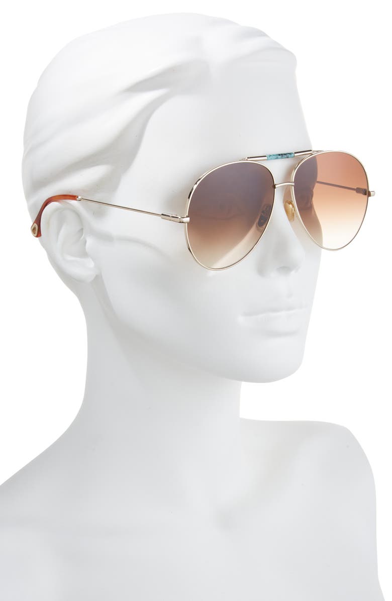 Chloé 62mm Aviator Sunglasses, Alternate, color, Gold Gold Multicolor
