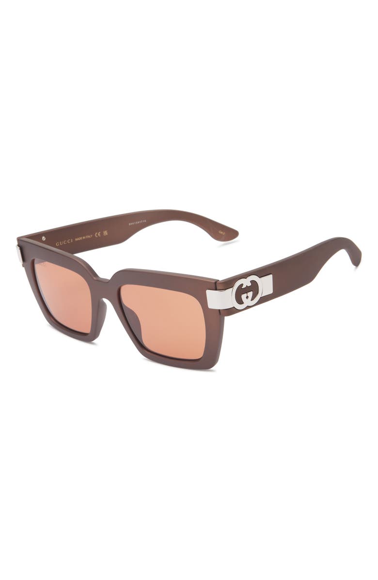 Gucci 54mm Rectangular Sunglasses, Alternate, color, Brown Brown Brown