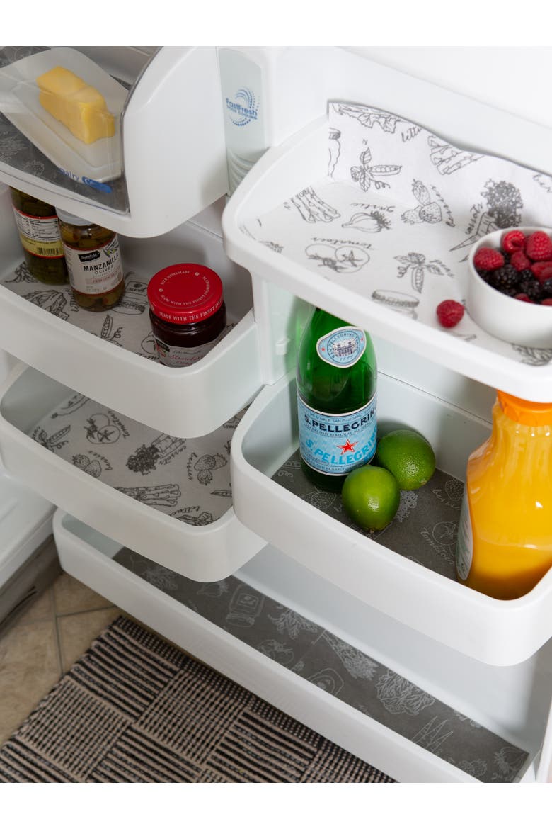 Reusable Market Print Fridge Liner Set/6, Alternate, color, Gray
