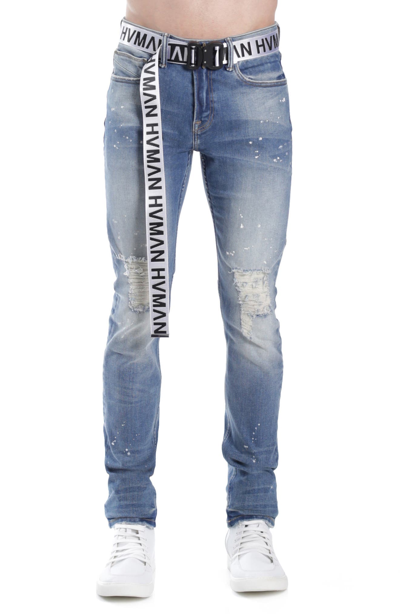 HVMAN Distressed Skinny Jeans