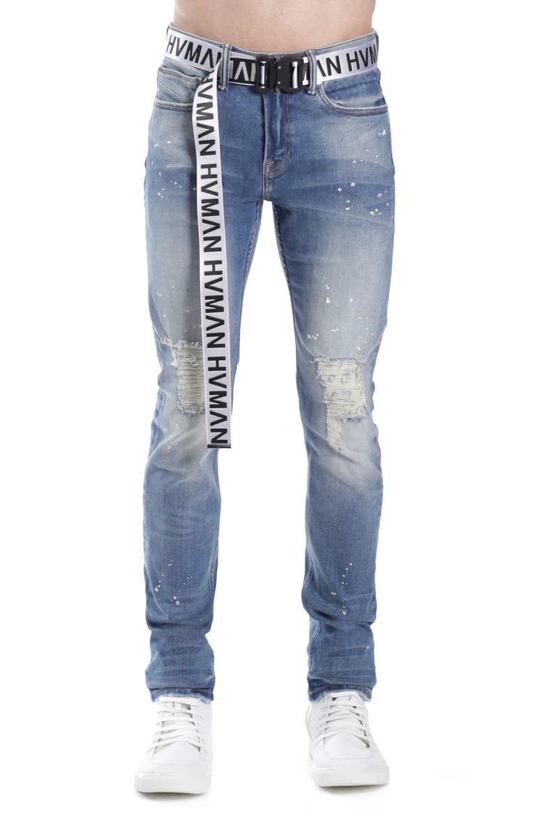Distressed Skinny Jeans, Main, color, LICHEN