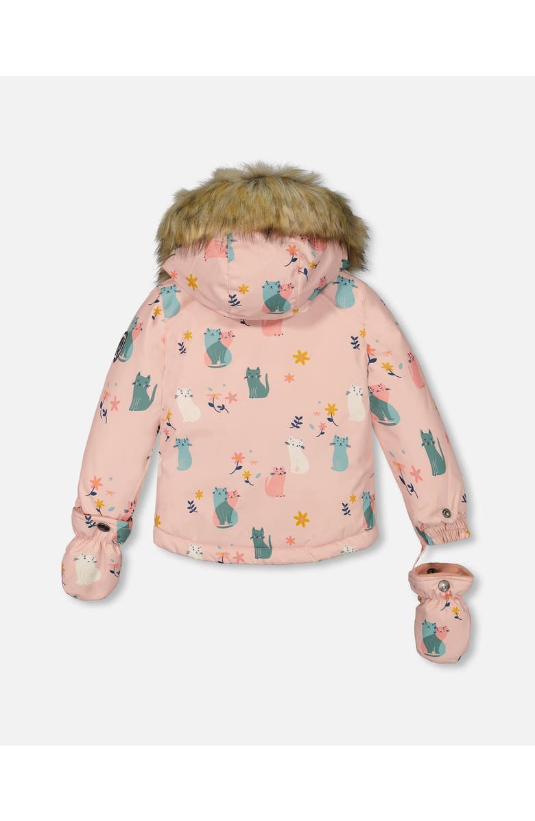 Deux par Deux Baby Girl's Two Piece Baby Snowsuit Sage Green And Printed Cats, Alternate, color, 