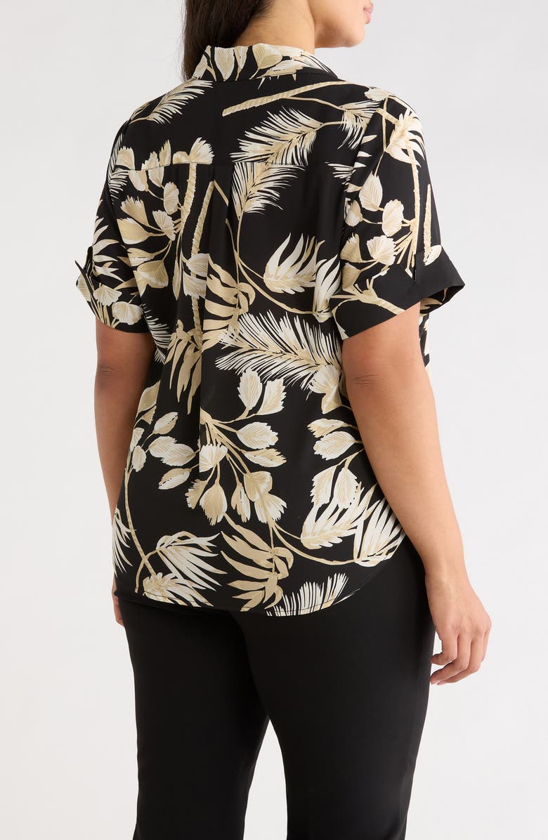 AK ANNE KLEIN Floral Print Shirt, Alternate, color, Anne Black Multi