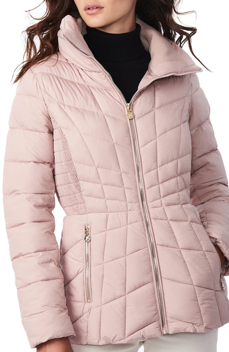 Bernardo Packable EcoPlume Coat, Main, color, Petal Pink
