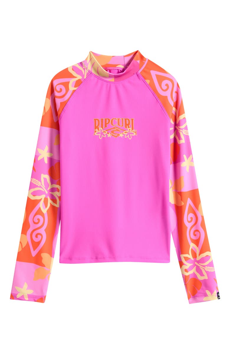 Rip Curl Kids' Tropical Dawn Rashguard, Main, color, Hot Pink