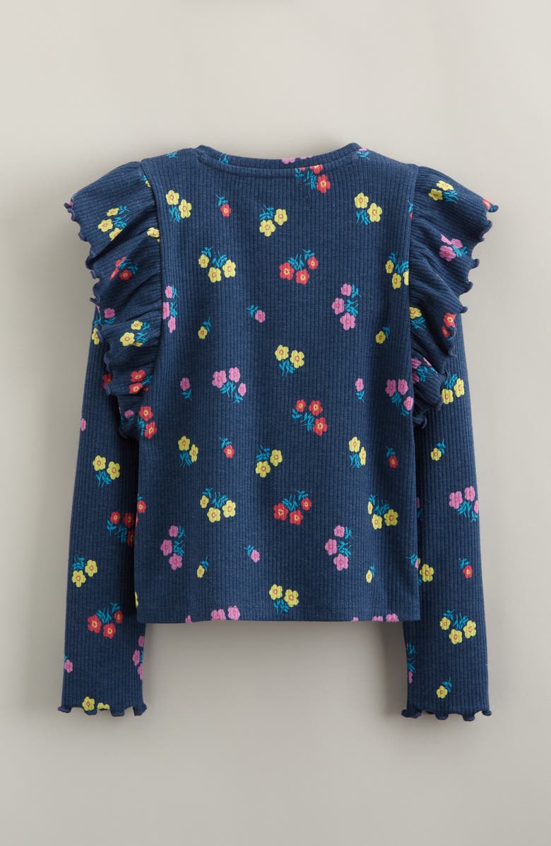 Tucker + Tate Kids' Ruffle Sleeve Rib Top, Alternate, color, Navy Denim Chessie Floral