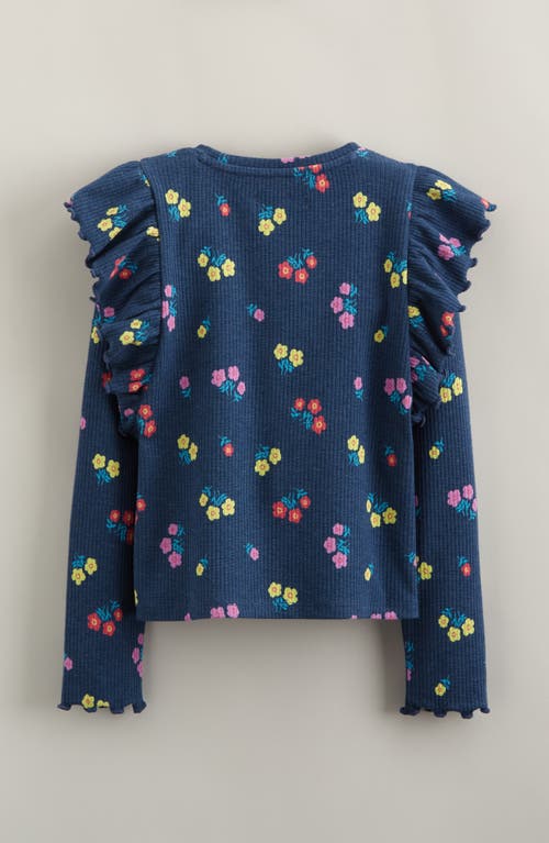 Tucker + Tate Kids' Ruffle Sleeve Rib Top In Blue
