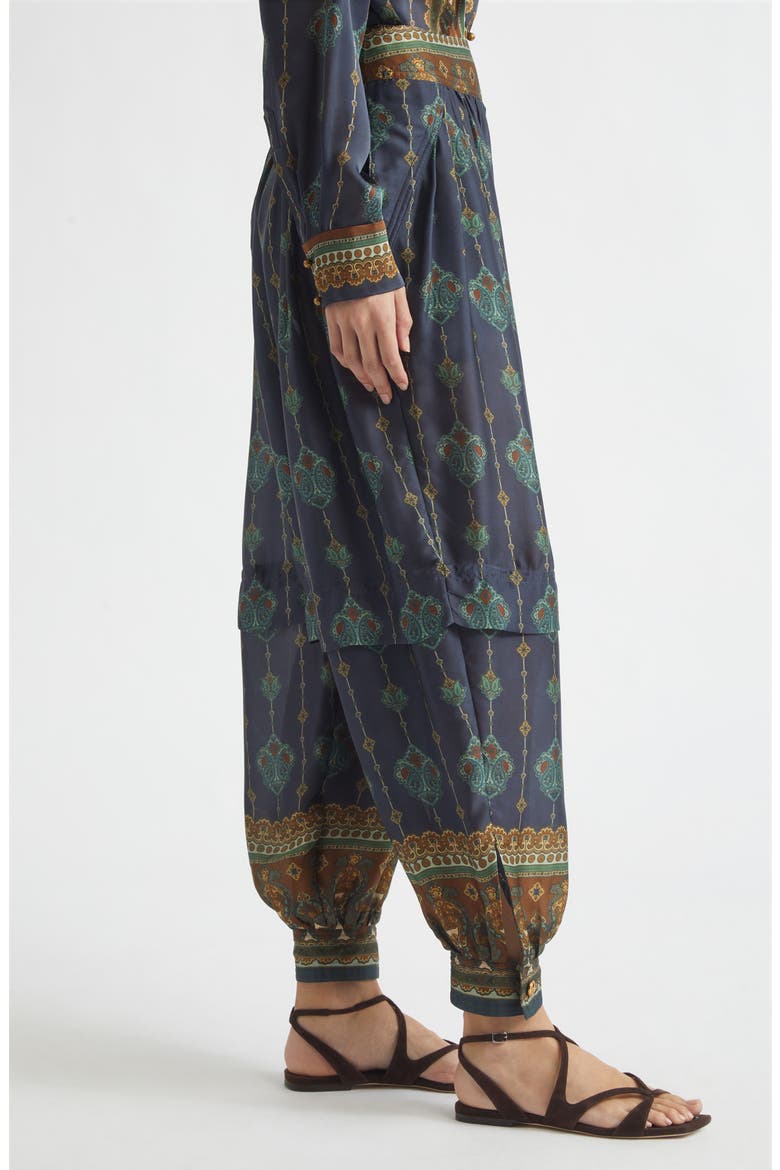 Ascent Print Silk Harem Pants, Alternate, color, NAVY PRISM