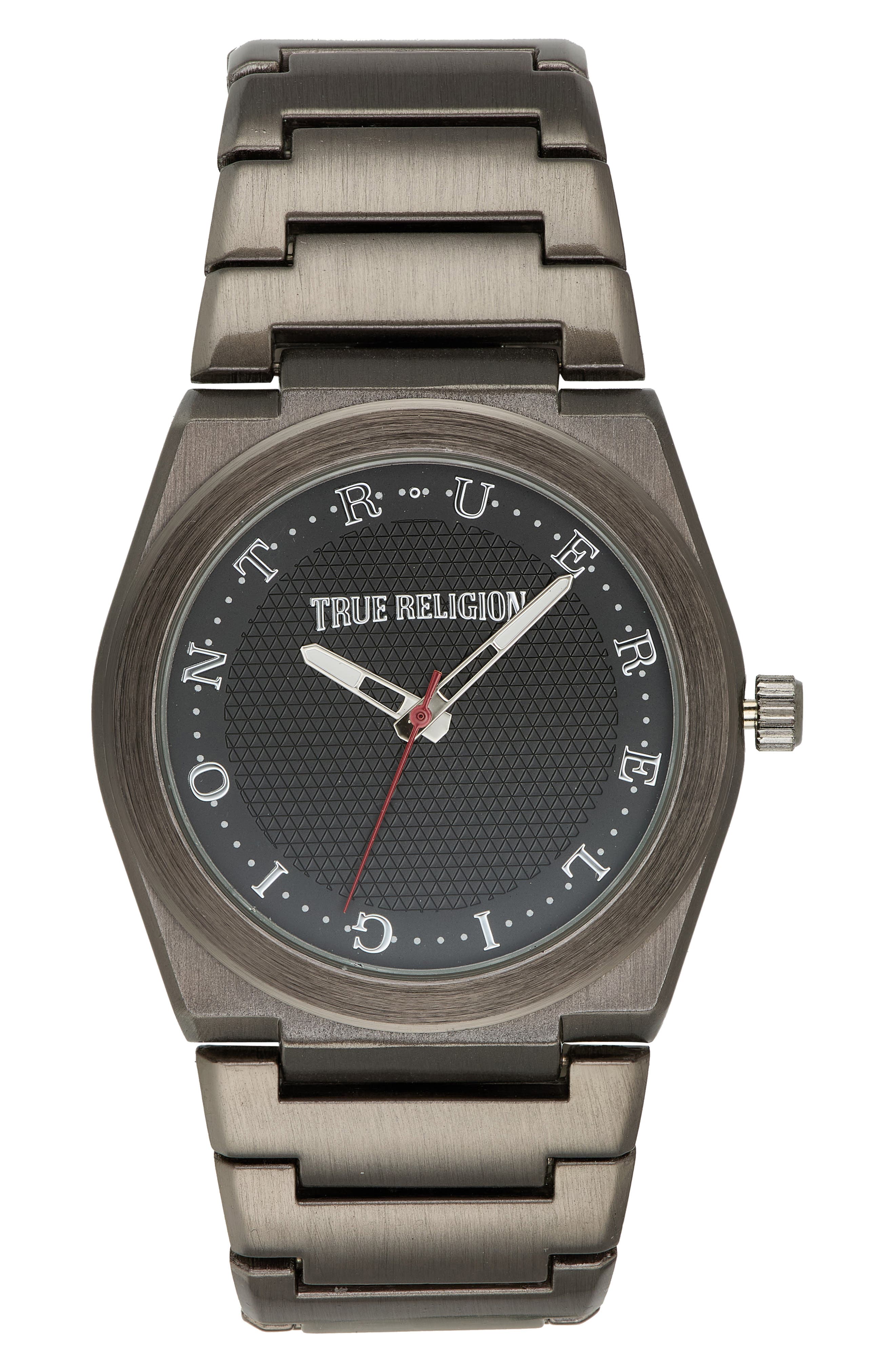 True Religion Logo Dial Bracelet Watch, 43mm