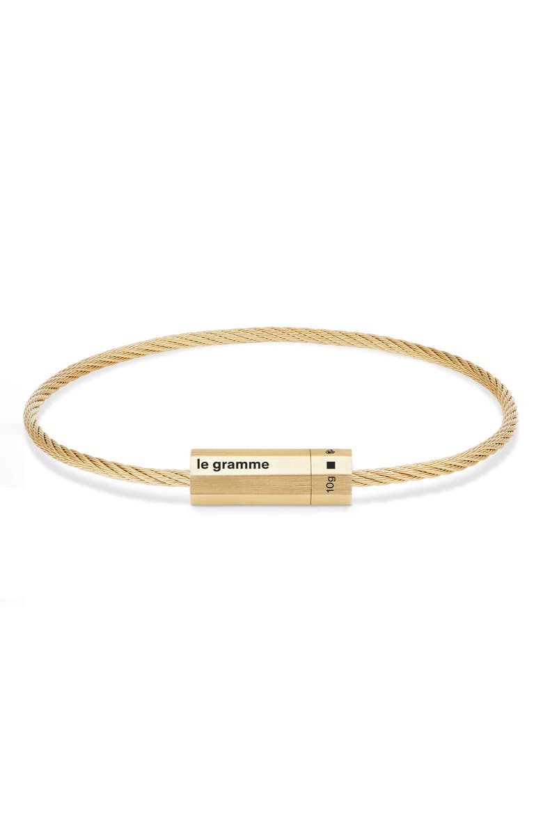 le gramme 10G Brushed 18K Yellow Gold Octagonal Cable Bracelet, Main, color, 