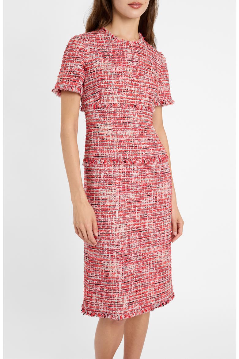 Giulia Short Sleeve Sheath Dress in Modern Tweed, Alternate, color, Chili Pepper